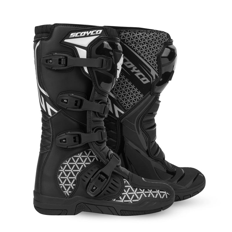 Scoyco Dirt Bike Boots for Men Enduro Motocross Boots with Shin Guard  Ankle TPU Protection Full Leather Offroad Riding Boots